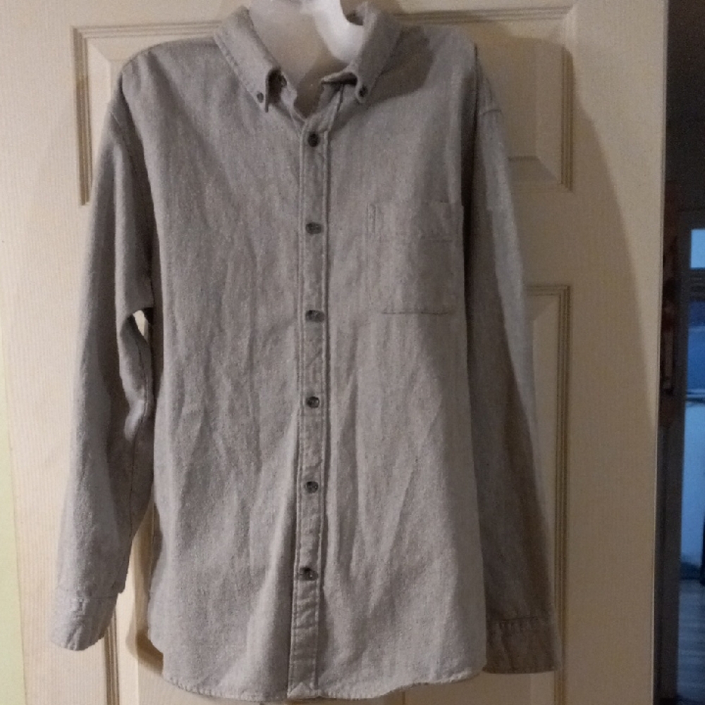 Lands' End Beige Traditional Fit Shirt